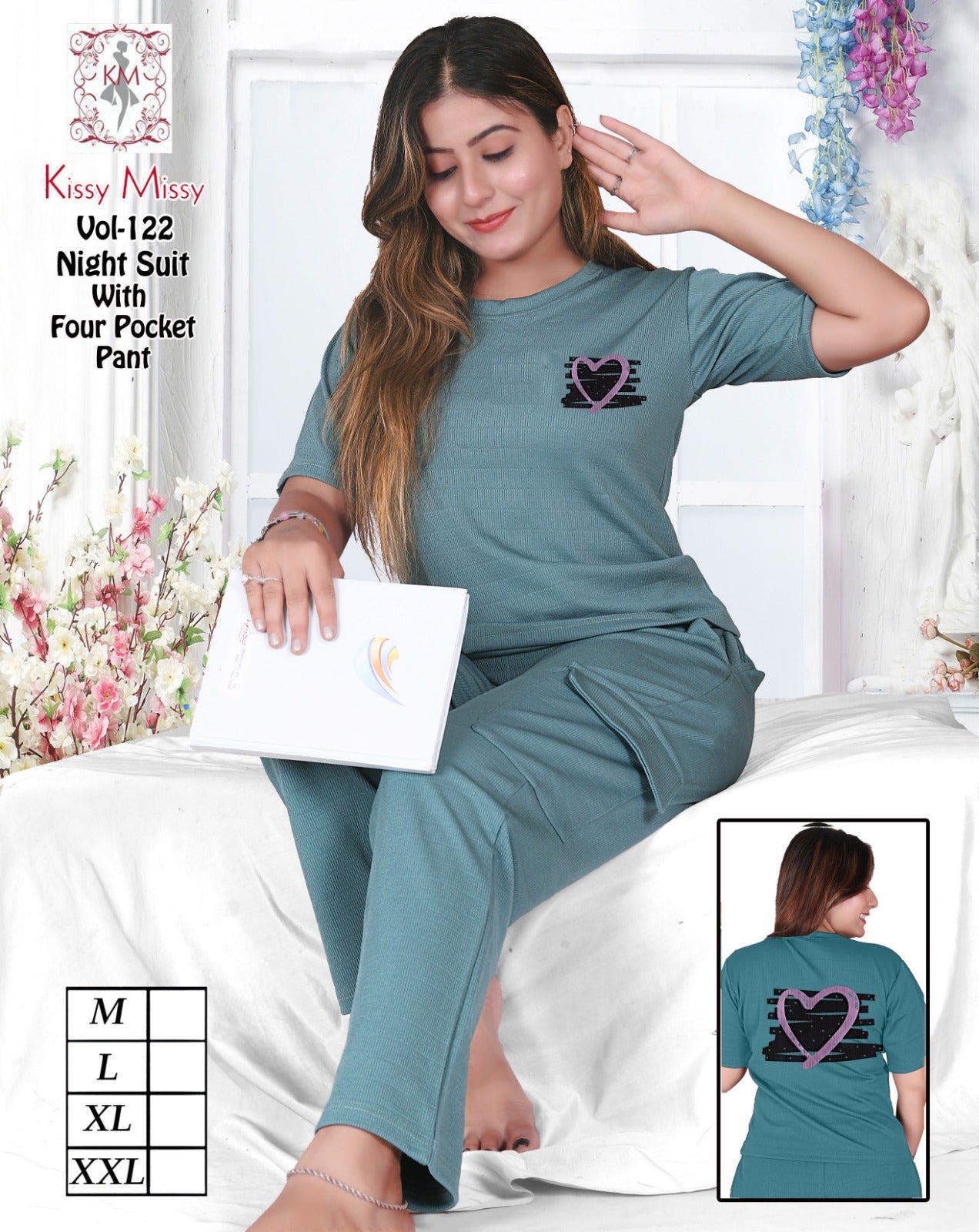 Printed 4-Pocket Night Suit Set