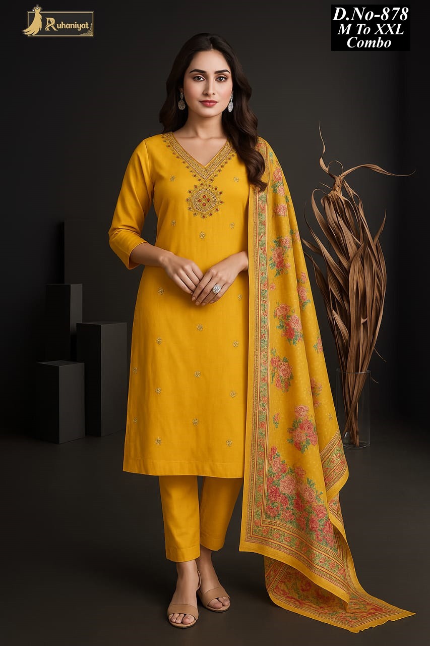 Roman silk 3pc neck embroidery with digital print dupatta