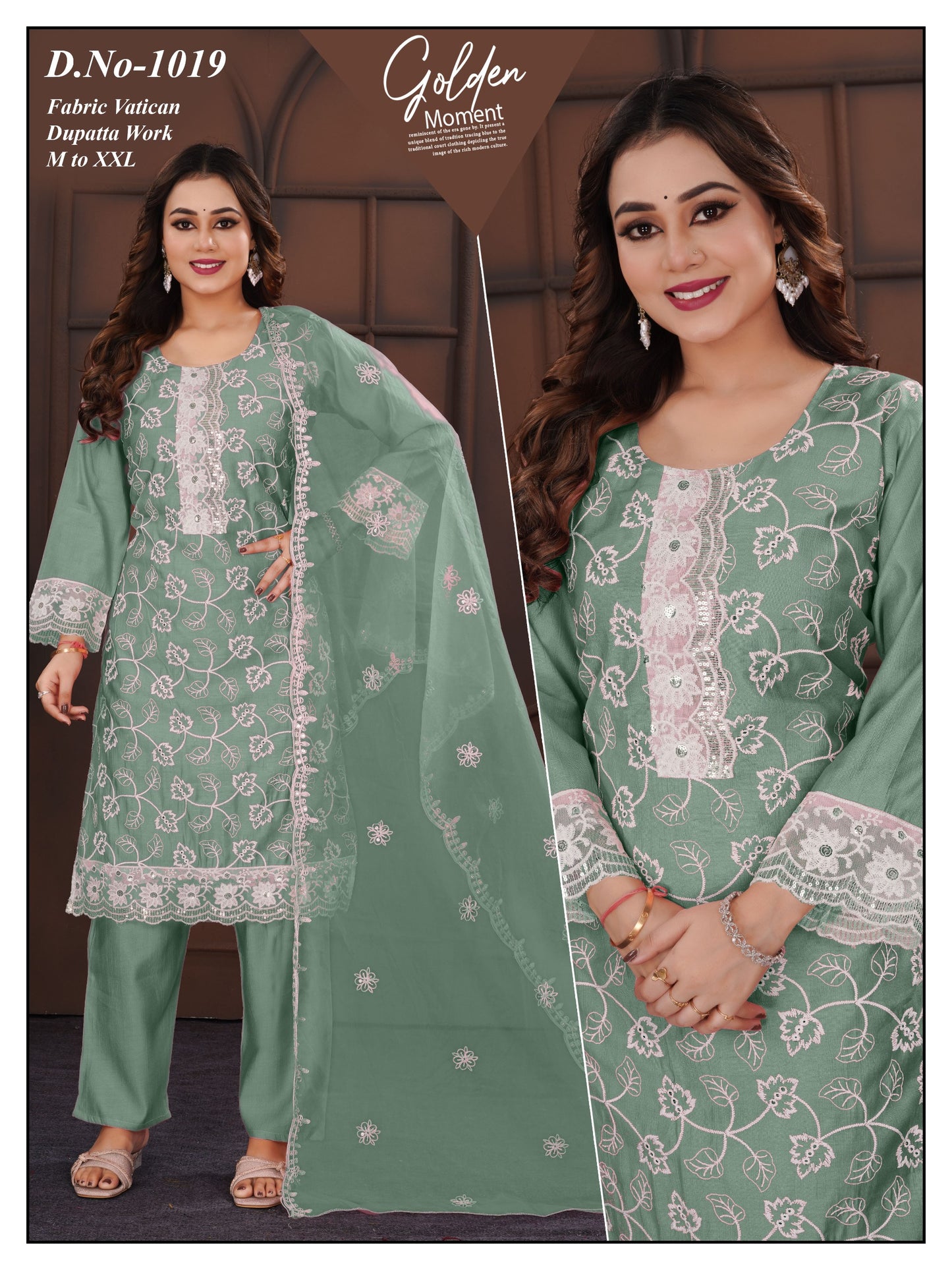 Embroided Vatican 3pc kurti Set With Gorgeous sleeve.