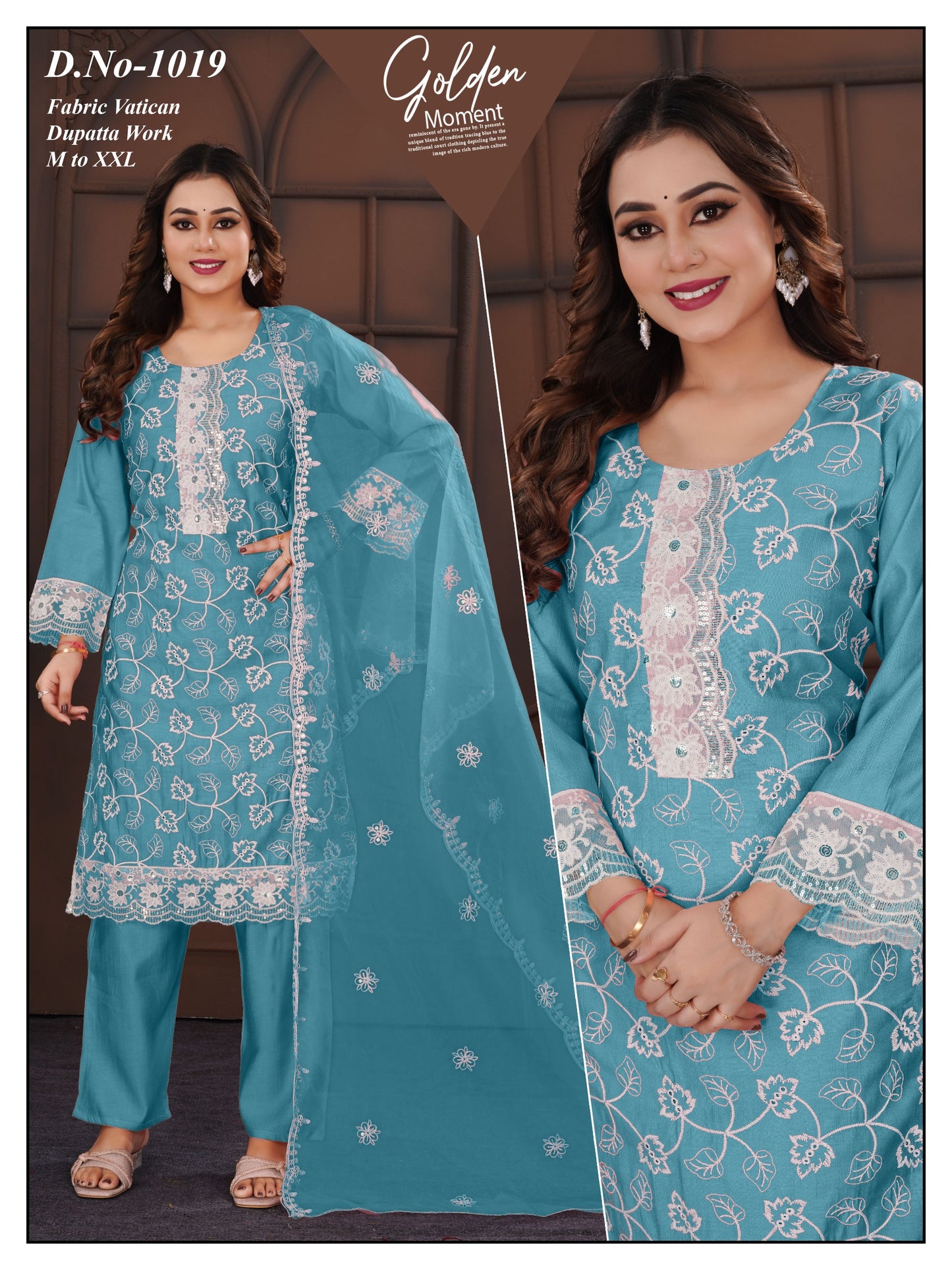 Embroided Vatican 3pc kurti Set With Gorgeous sleeve.