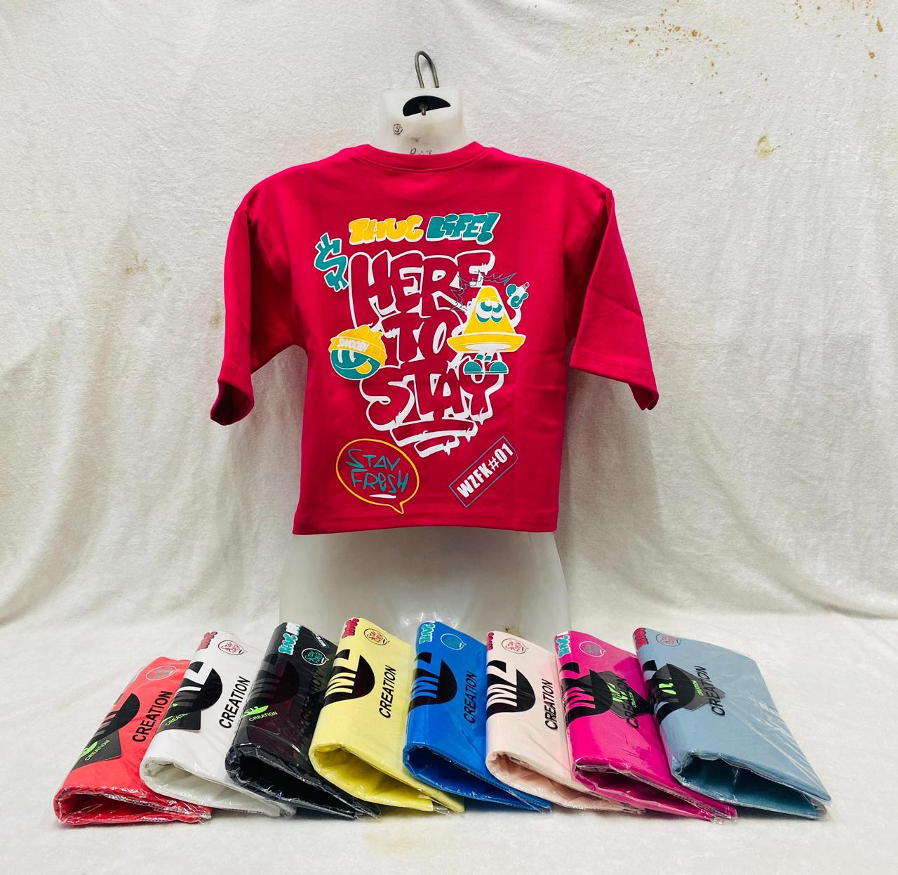 Girls Down Shoulder Graphic Print T-Shirt