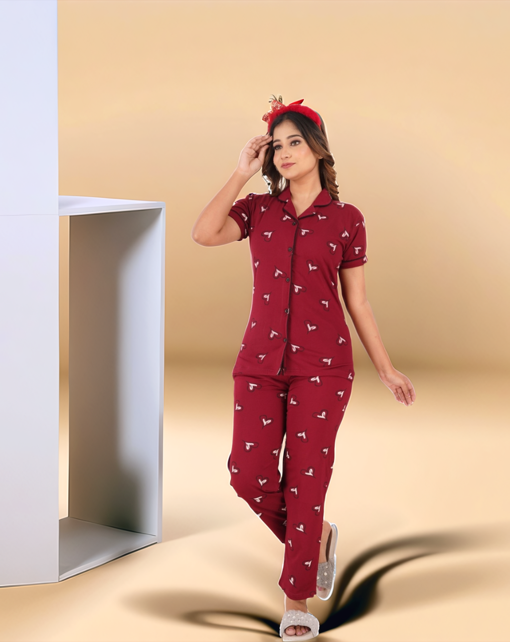 Premium Hosiery Collar Night Suit - Brand SOFTMOON VOL55