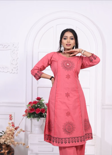 Elegant Cotton Block Printed Anarkali Style