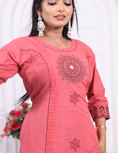 Elegant Cotton Block Printed Anarkali Style