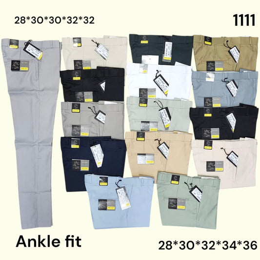 Men's Ankle-Fit Cotton Lycra Blend Trousers