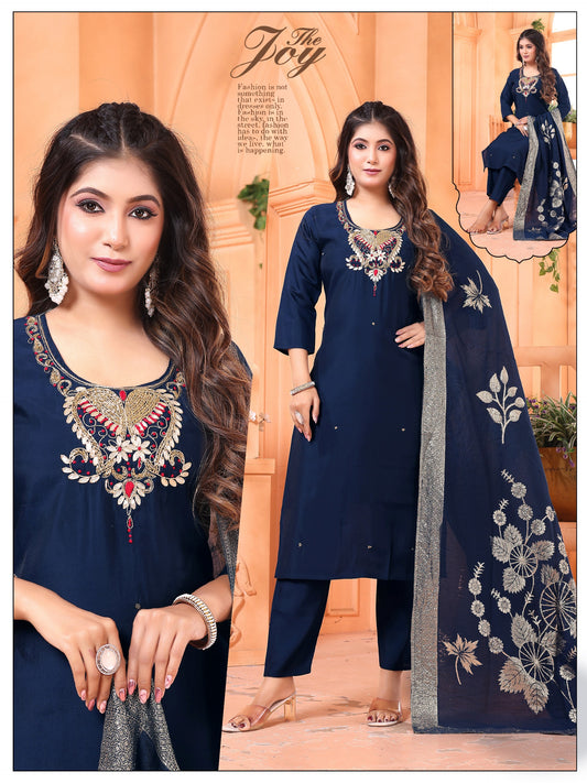 Premium Roman Silk Handwork Kurta With Premium Dupatta 3pc set