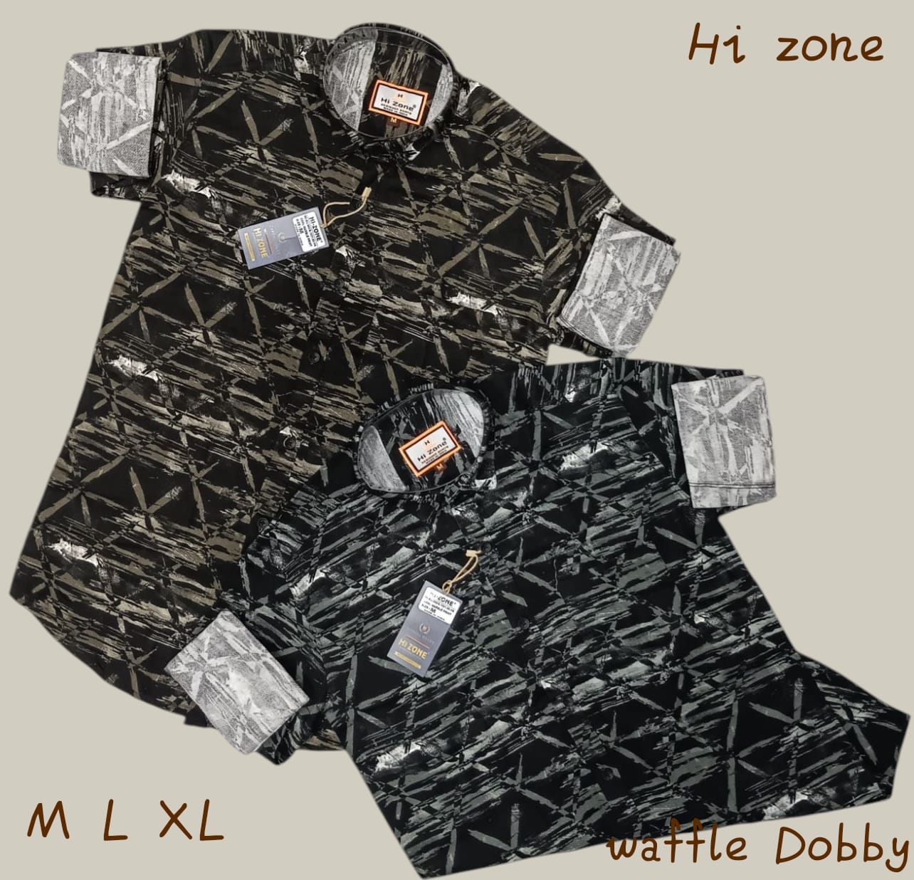 Men's Dobby Waffle Printed Shirts