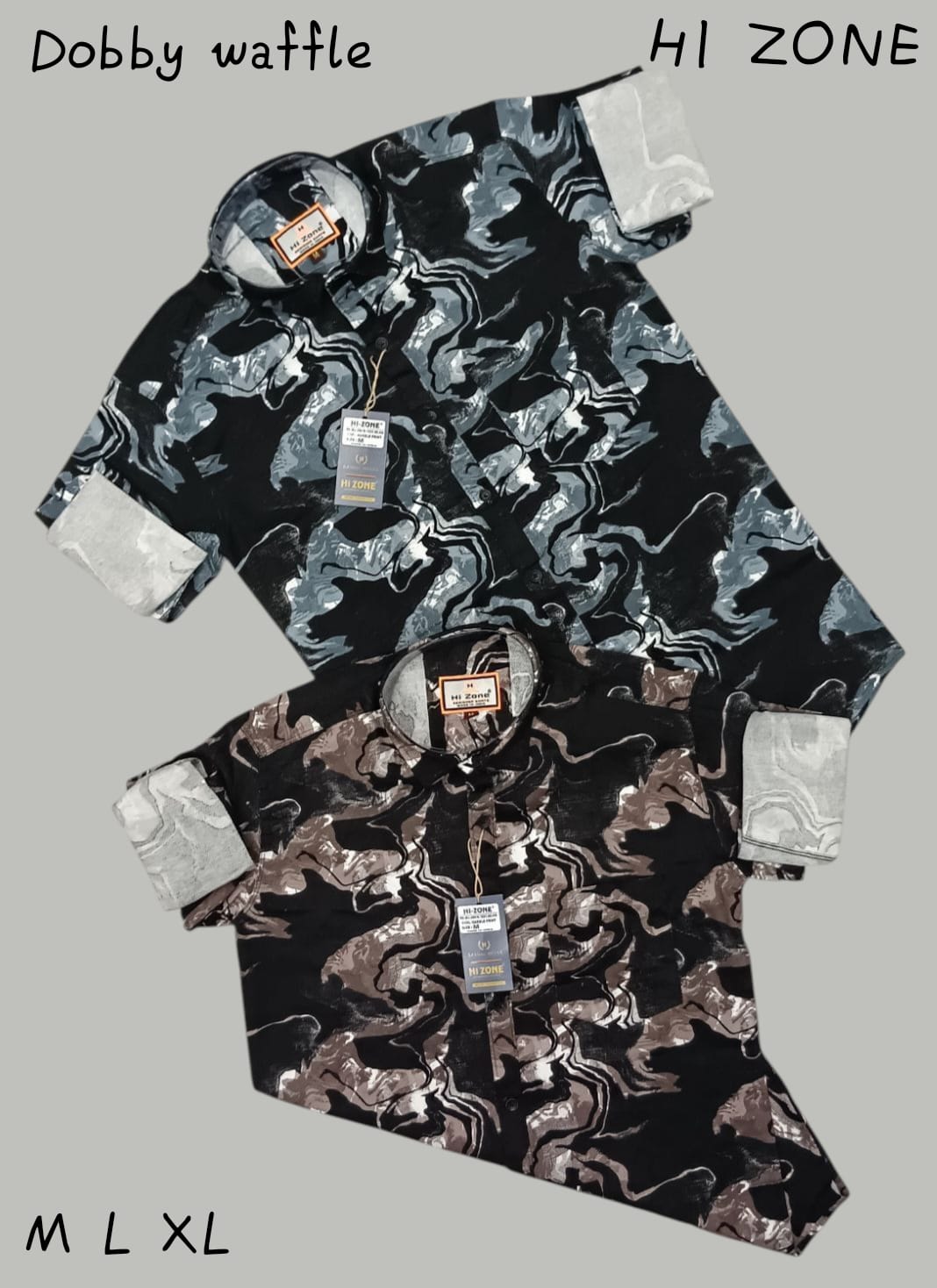 Men's Dobby Waffle Printed Shirts