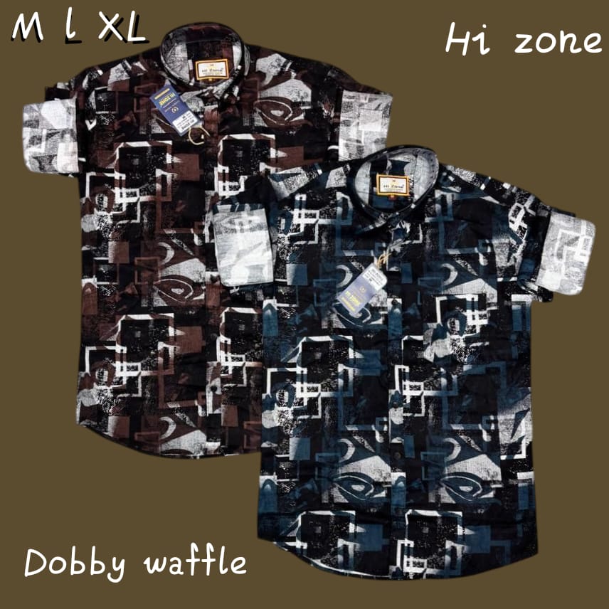 Men's Dobby Waffle Printed Shirts