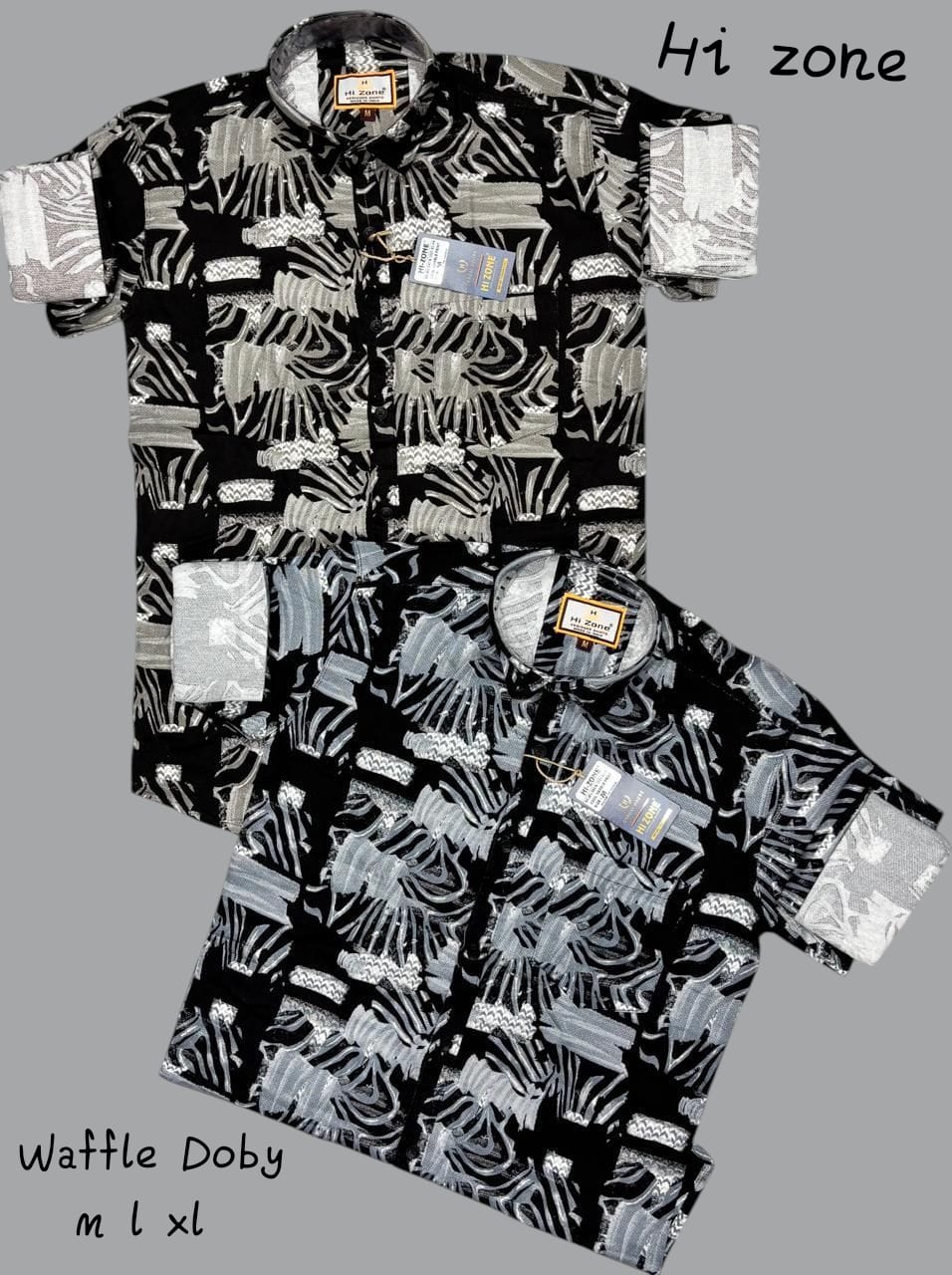 Men's Dobby Waffle Printed Shirts