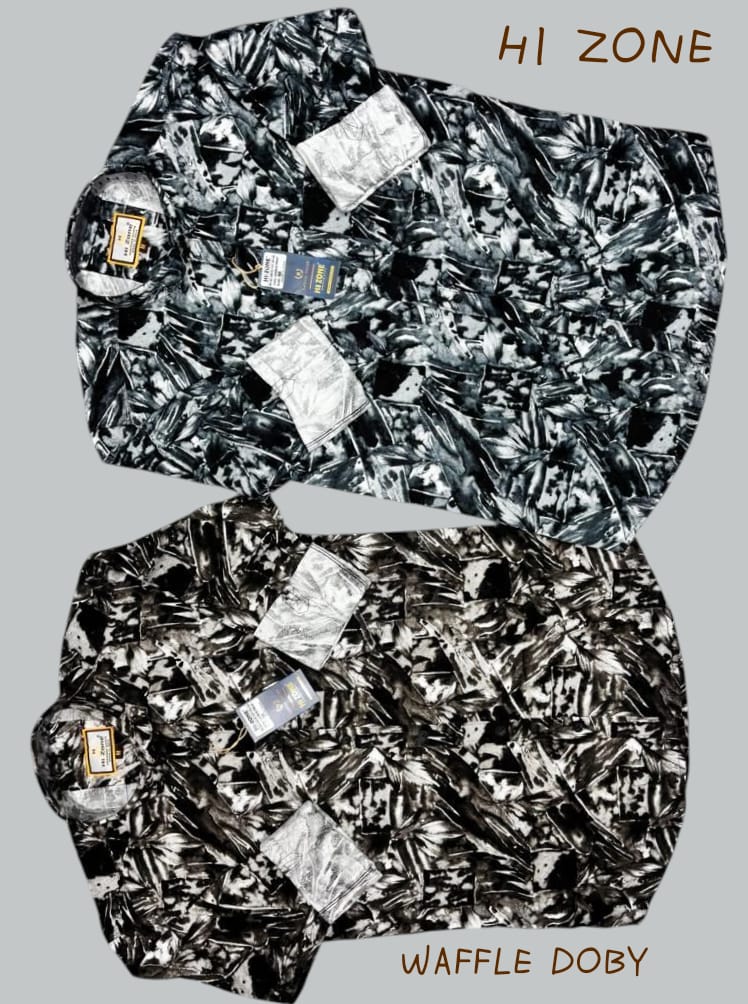 Men's Dobby Waffle Printed Shirts