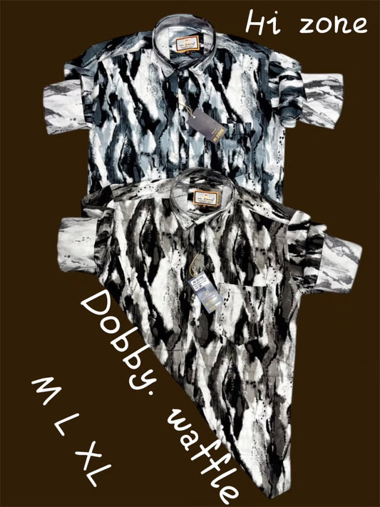 Men's Dobby Waffle Printed Shirts