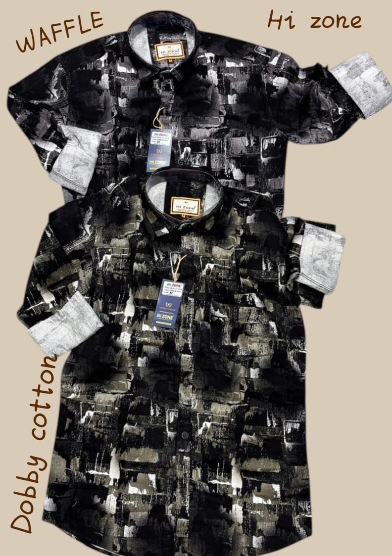 Men's Dobby Waffle Printed Shirts