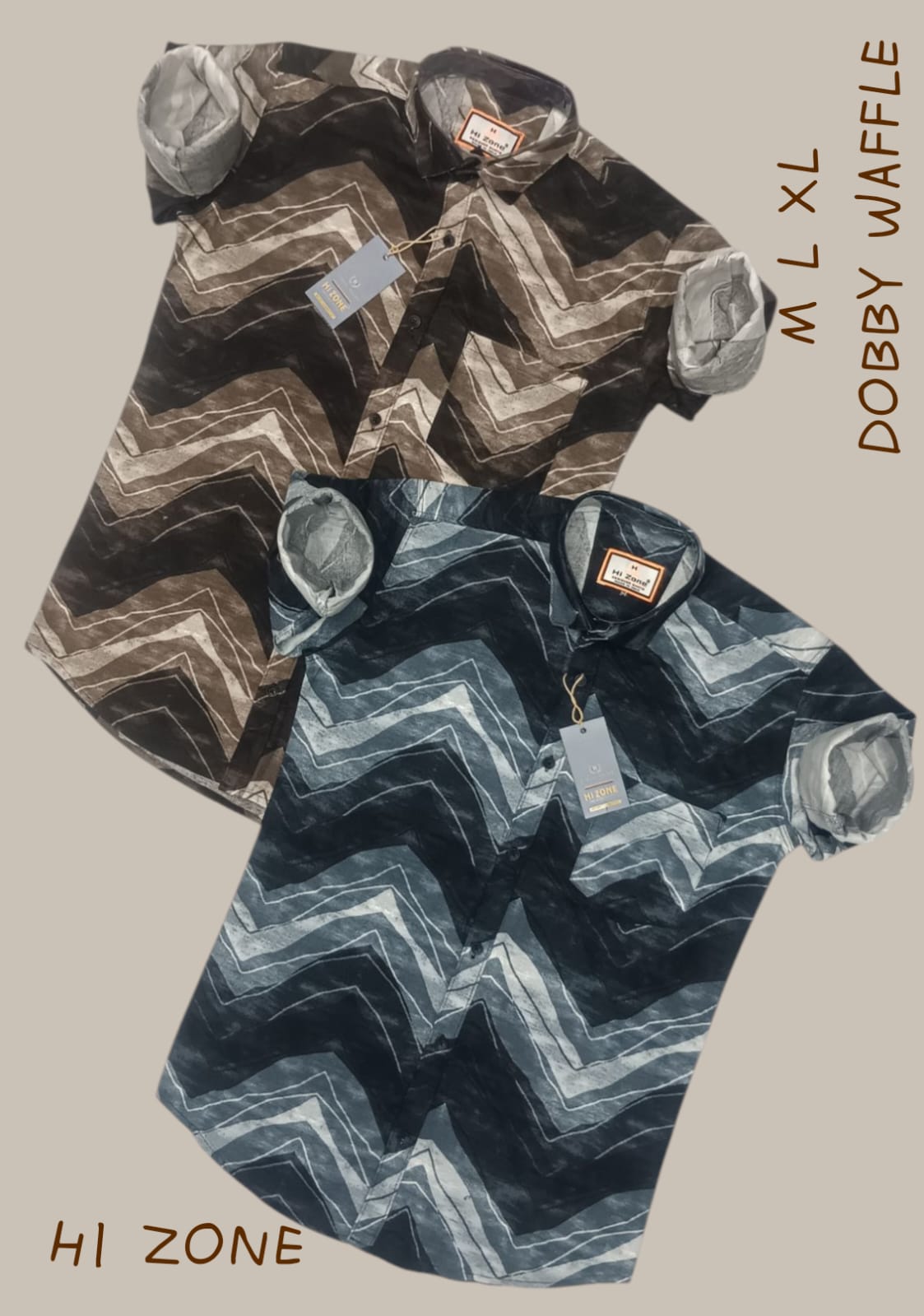 Men's Dobby Waffle Printed Shirts