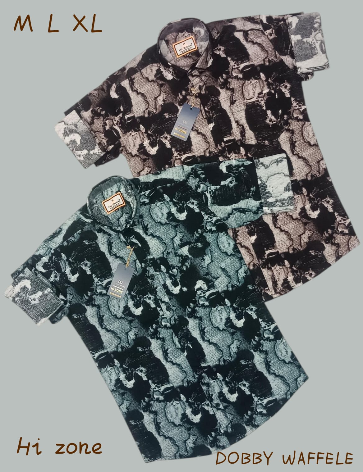 Men's Dobby Waffle Printed Shirts