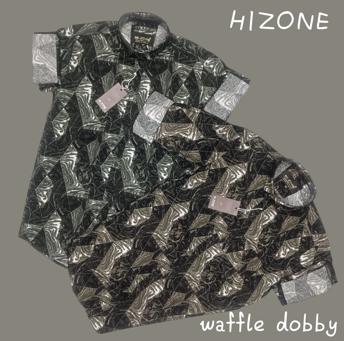 Men's Dobby Waffle Printed Shirts