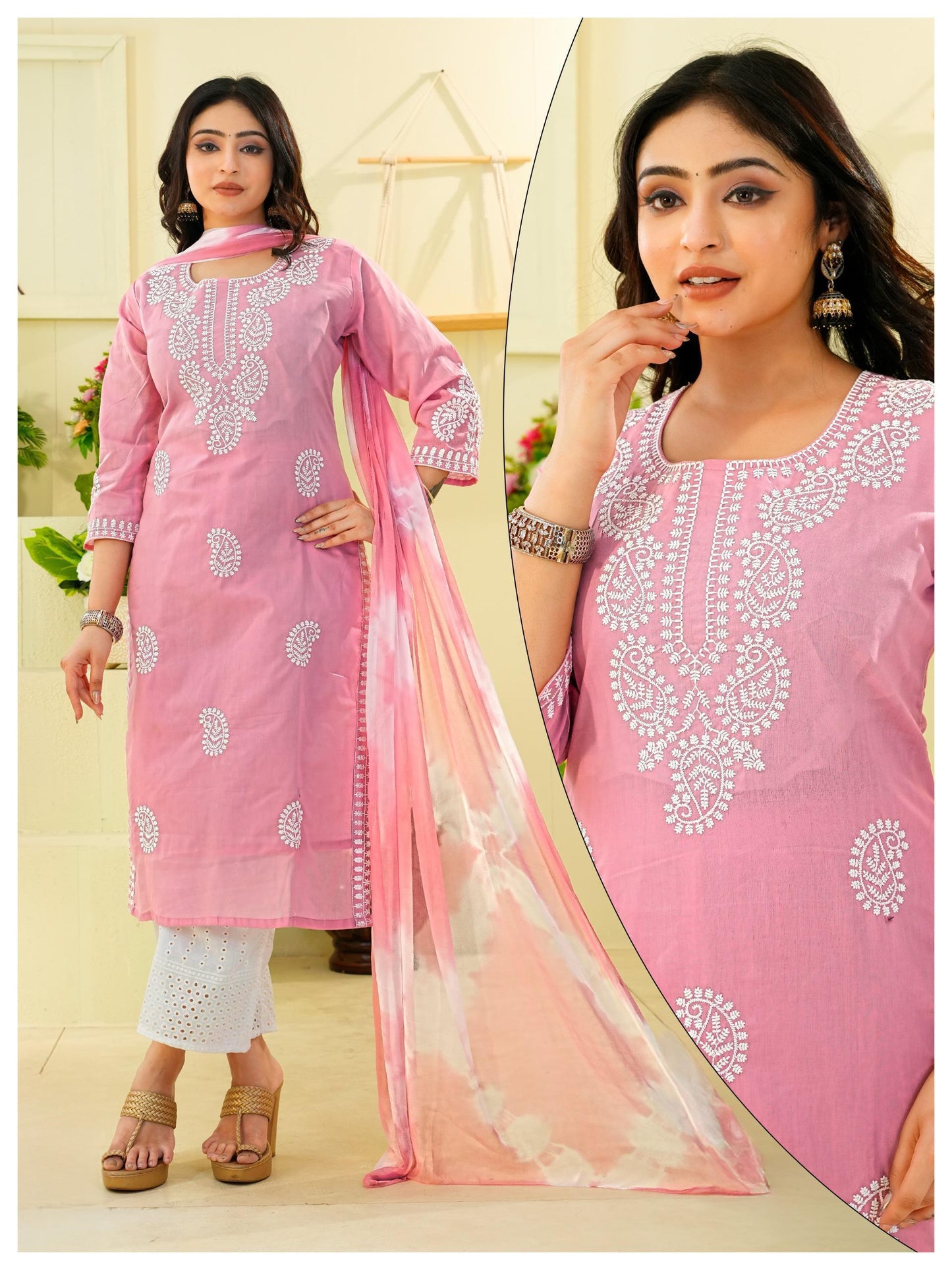 Chikankari Style Cotton Suit