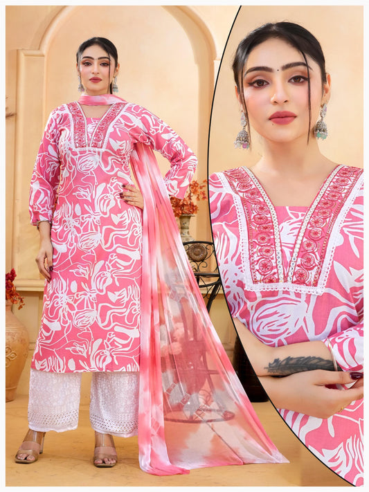 Vibrant Print Rayon Chicken Plazo Set