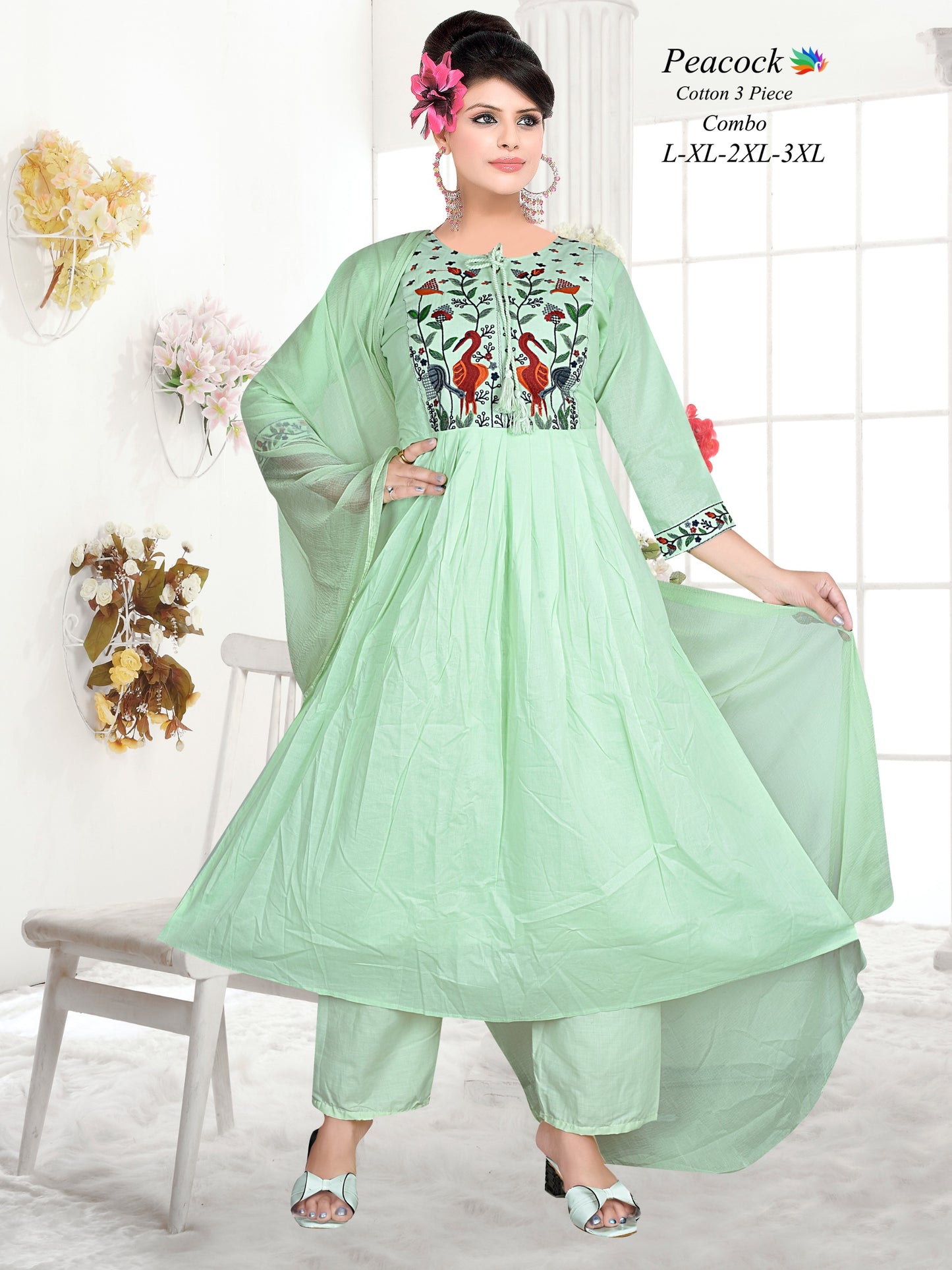 Elegant Cotton 60-60 Swan 3pc suit