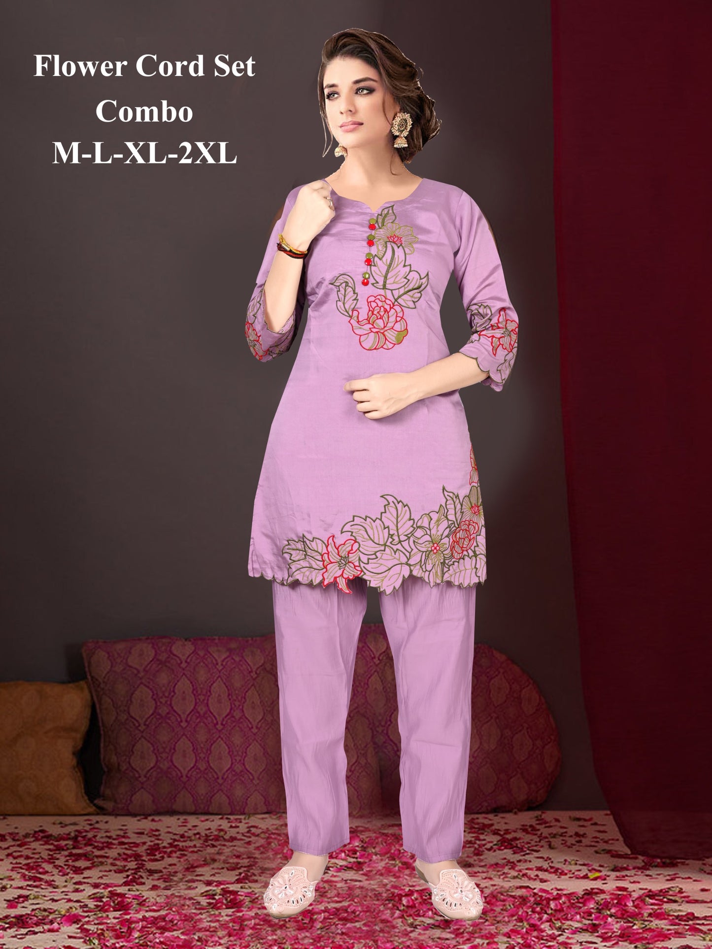 Sophisticated Embroidered Roman Stylish Co-ord set