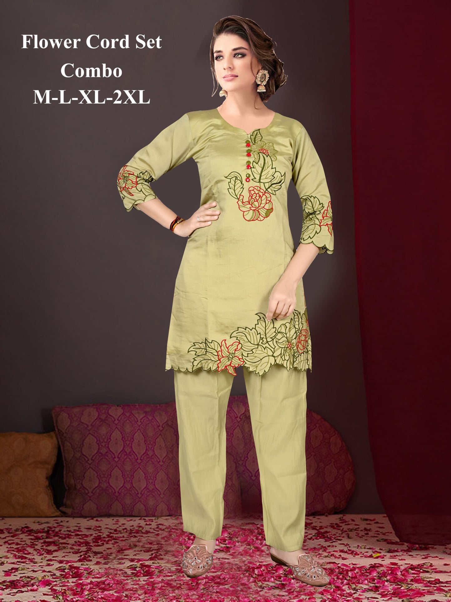 Sophisticated Embroidered Roman Stylish Co-ord set