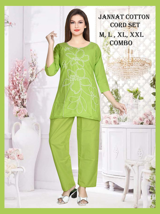 Jannat Cotton Floral Outline Cord Set