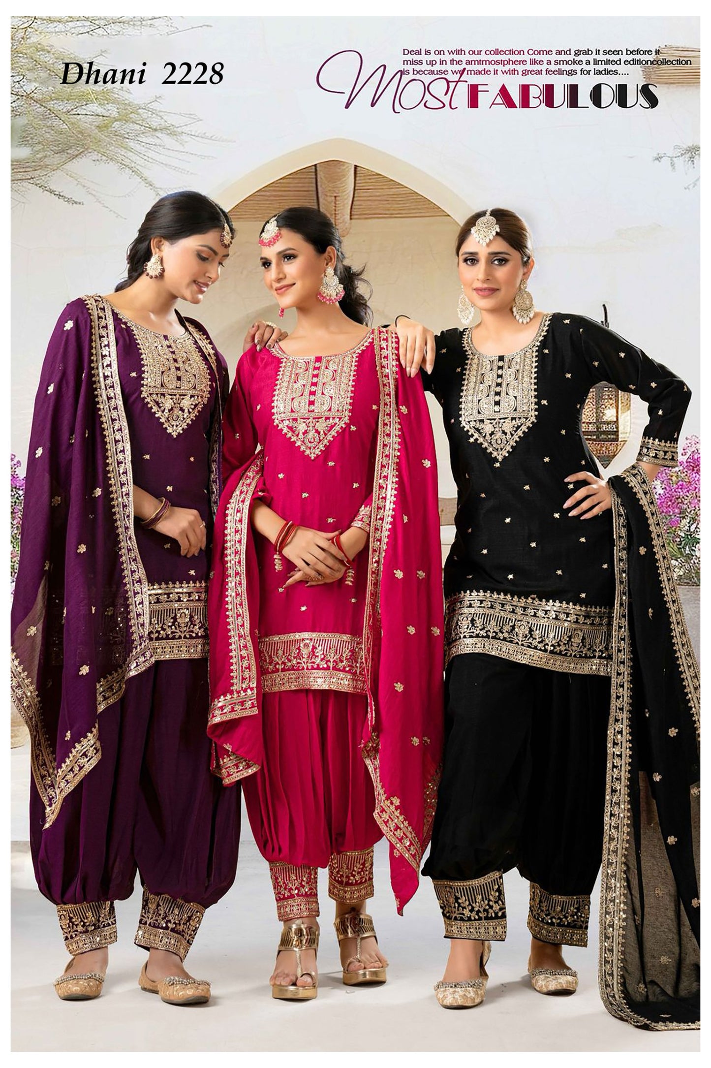 Punjabi Salwar Kurti  With Embroided Dupatta