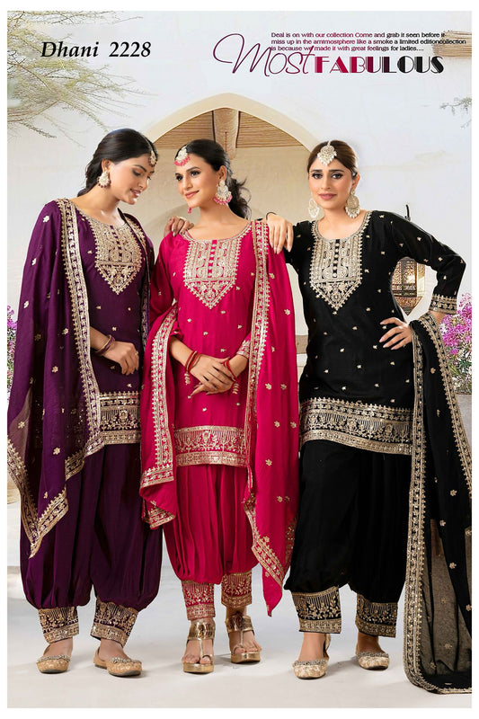 Punjabi Salwar Kurti  With Embroided Dupatta