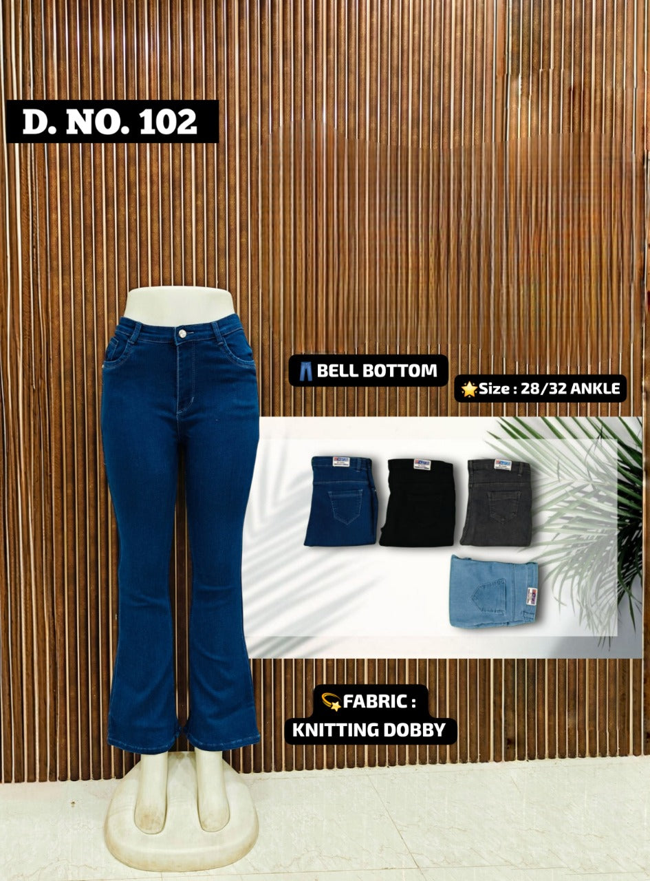 Durable Heavy Knitting Girls' Bell Bottom Jeans