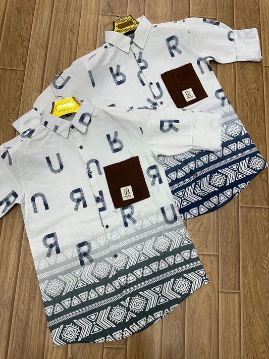 Stylish Men's Ombre Shirt with Abstract & Geometric Prints