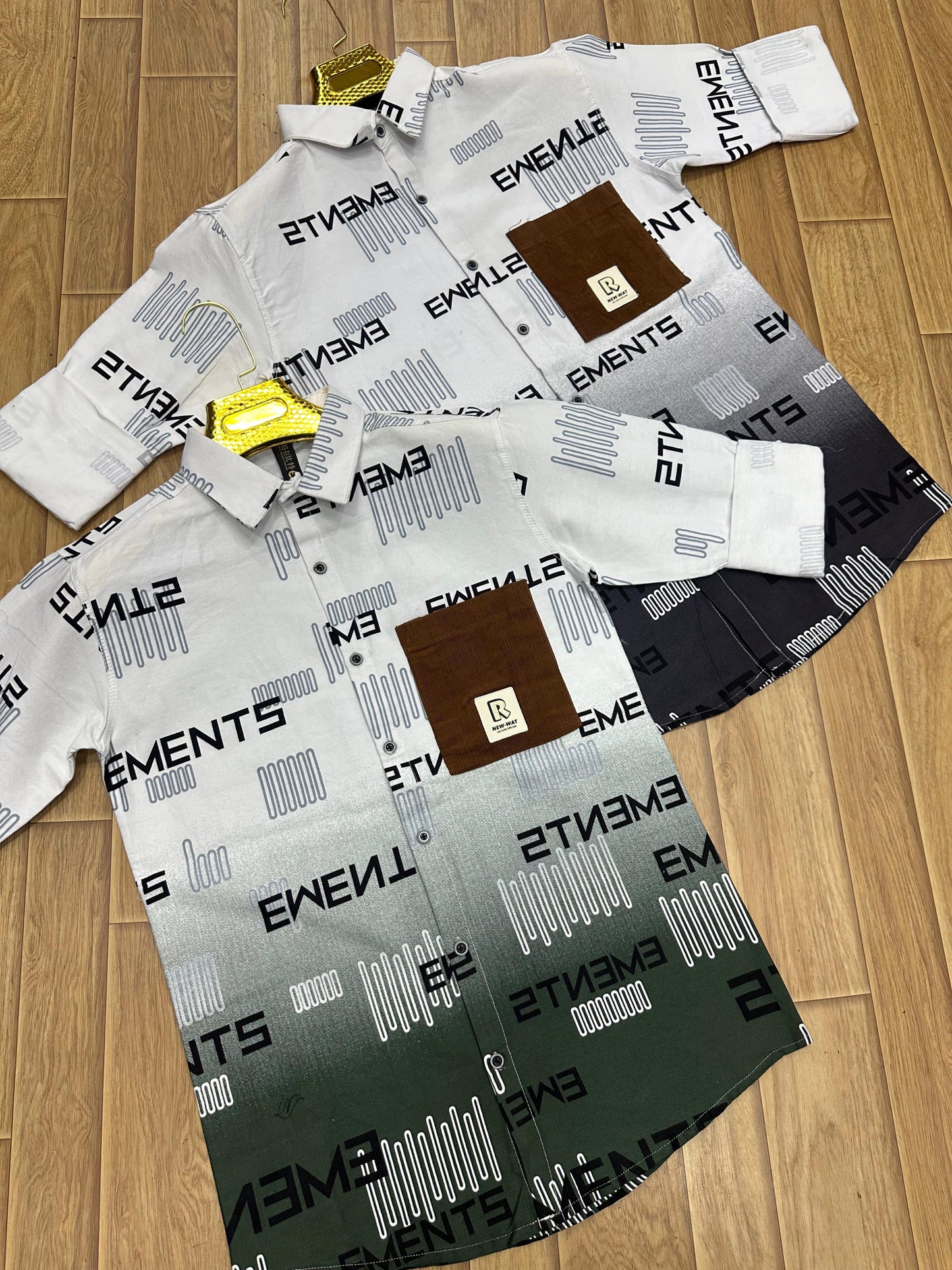 Stylish Men's Ombre Shirt with Abstract & Geometric Prints