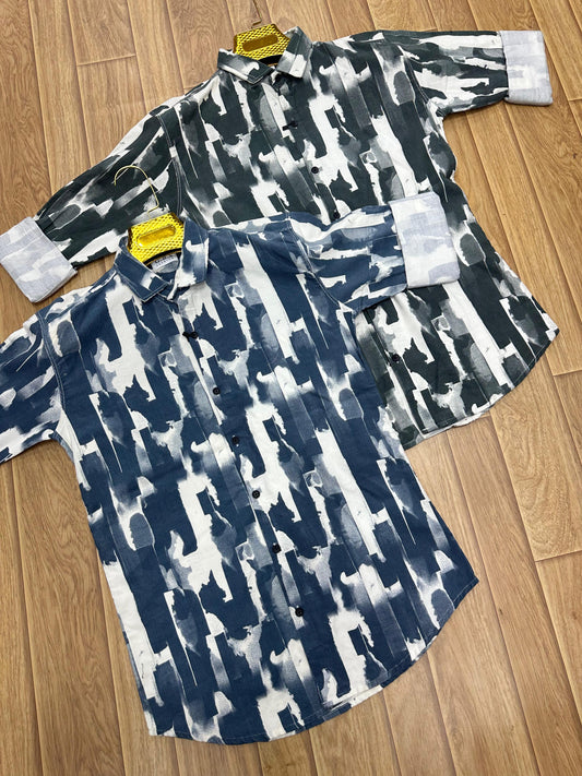 Men's Abstract Leaf Print Corduroy Shirt