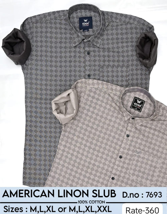 Men's American Linon Slub 100% Cotton Full Sleeve Shirt