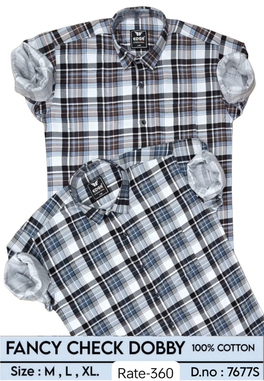 FANCY CHECK DOBBY 100% COTTON SHIRT
