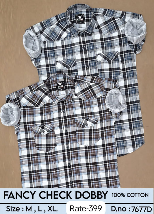 Men's Full Sleeve Fancy Check Dobby Shirts