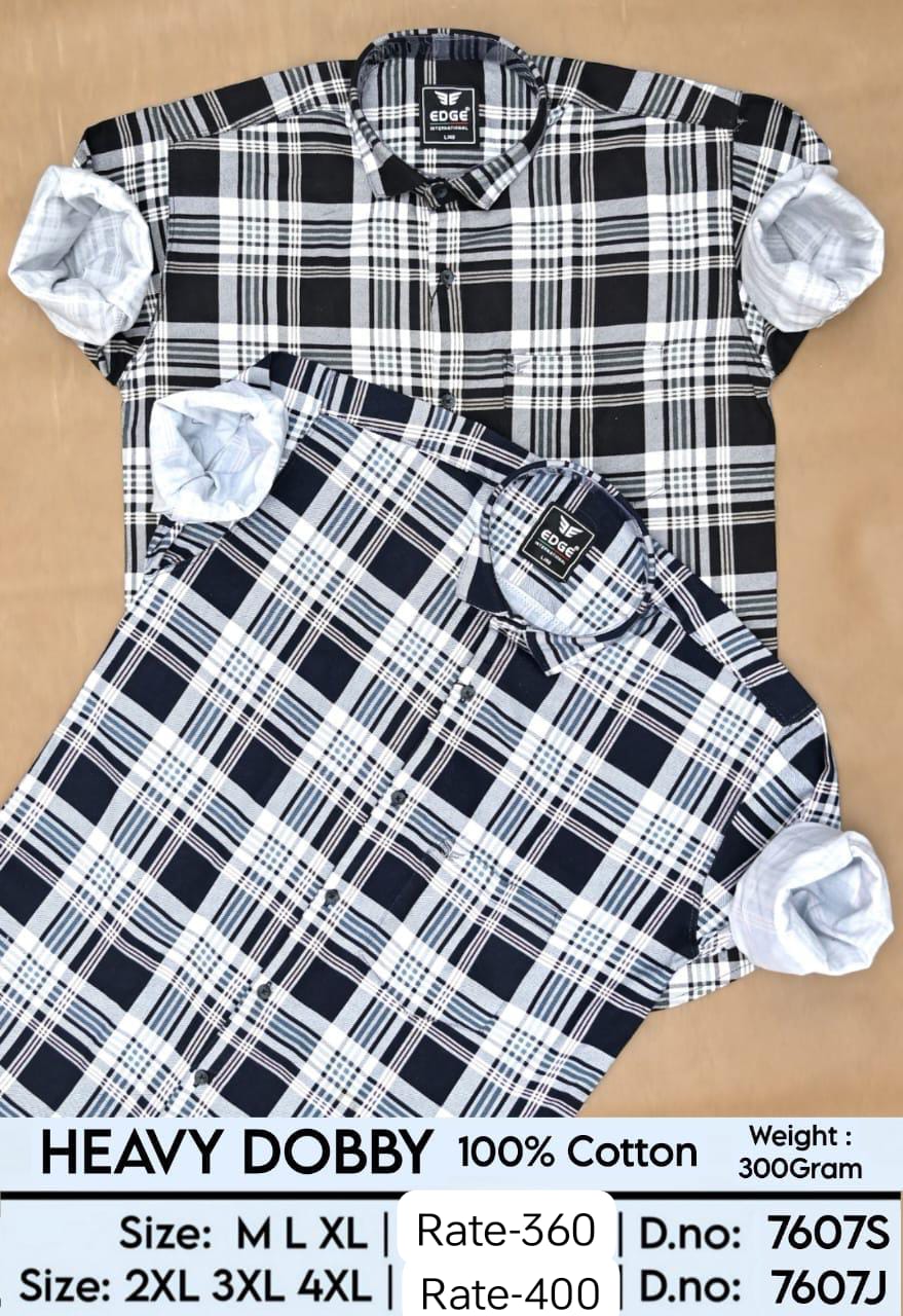 Men's Heavy Dobby 100% Cotton Check Shirts