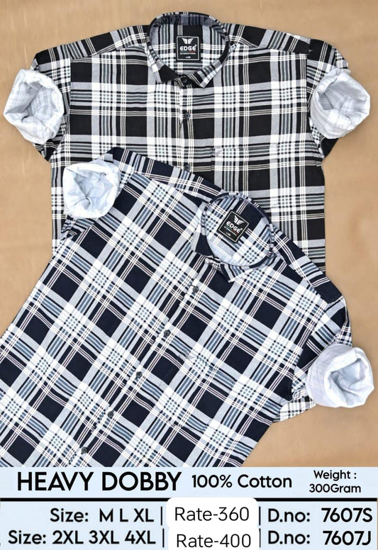 Men's Heavy Dobby 100% Cotton Check Shirts