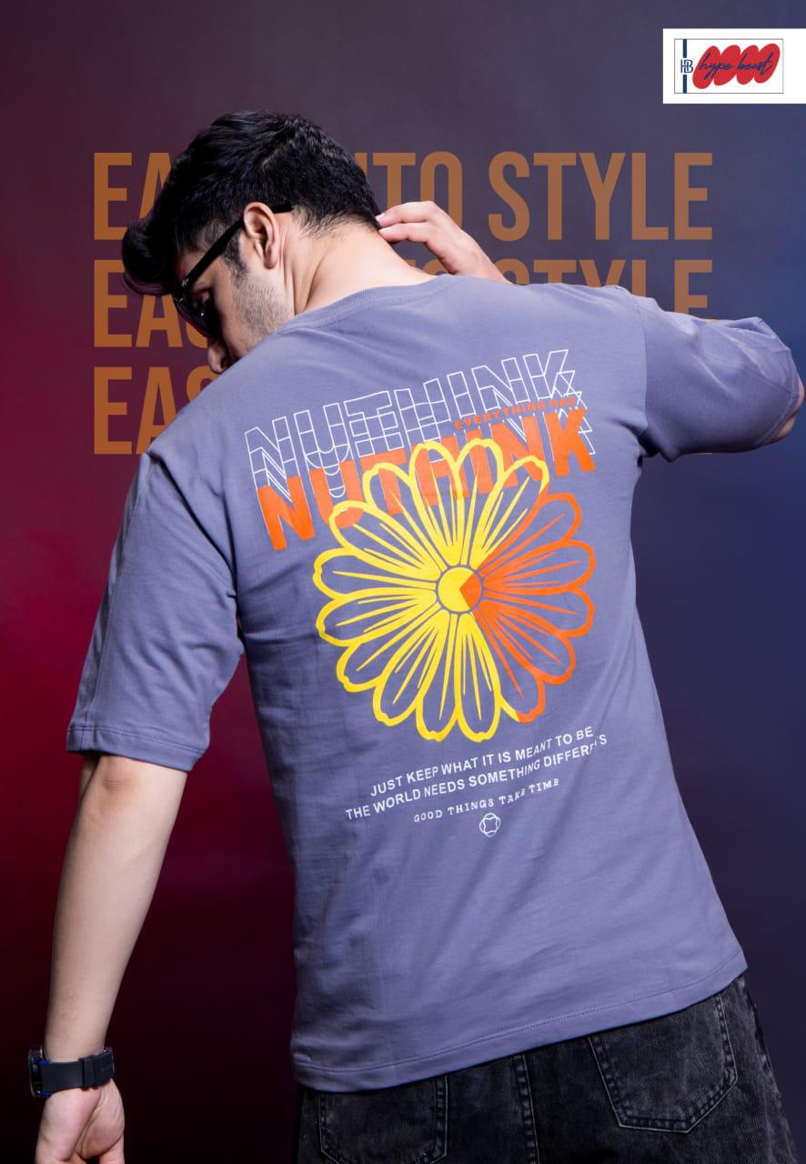 Men's Back Print Tshirt Down Shoulder