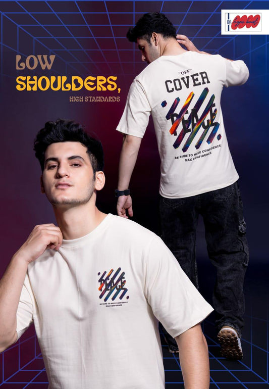 Men's Back Print Tshirt Down Shoulder
