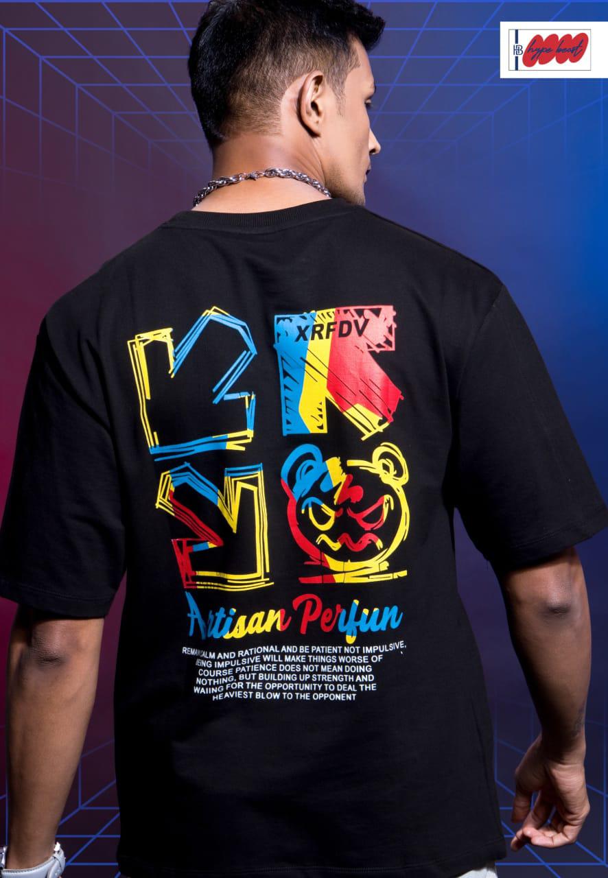 Men's Back Print Tshirt Down Shoulder