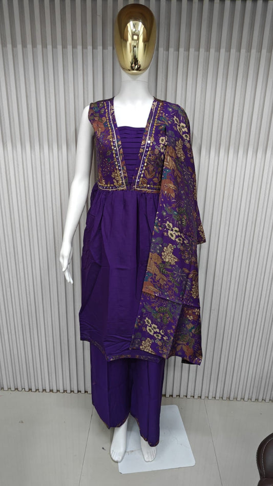 classic straight-cut kurti, with an intricately embroidered yoke