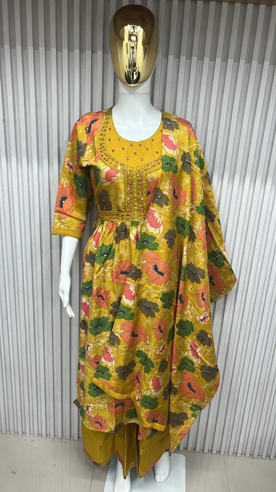 flowy A-line kurti adorned kurti