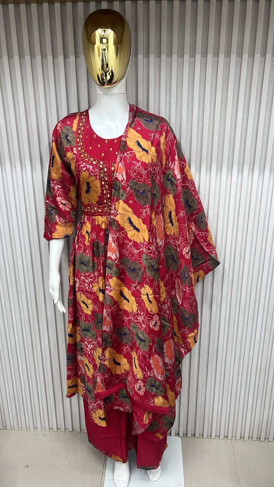 flowy A-line kurti adorned kurti