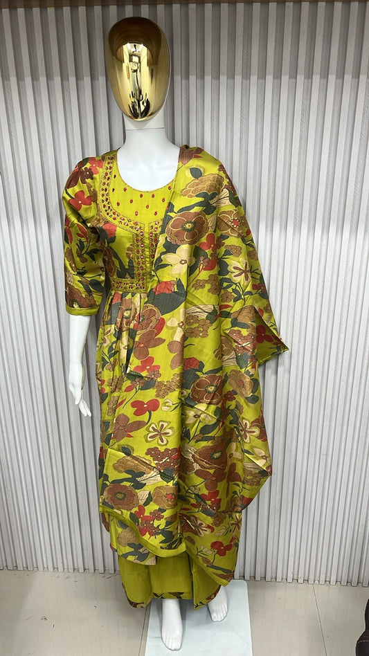 flowy A-line kurti adorned kurti