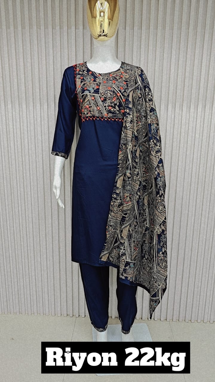 Premium 22kg Rayon kurti 3pc set