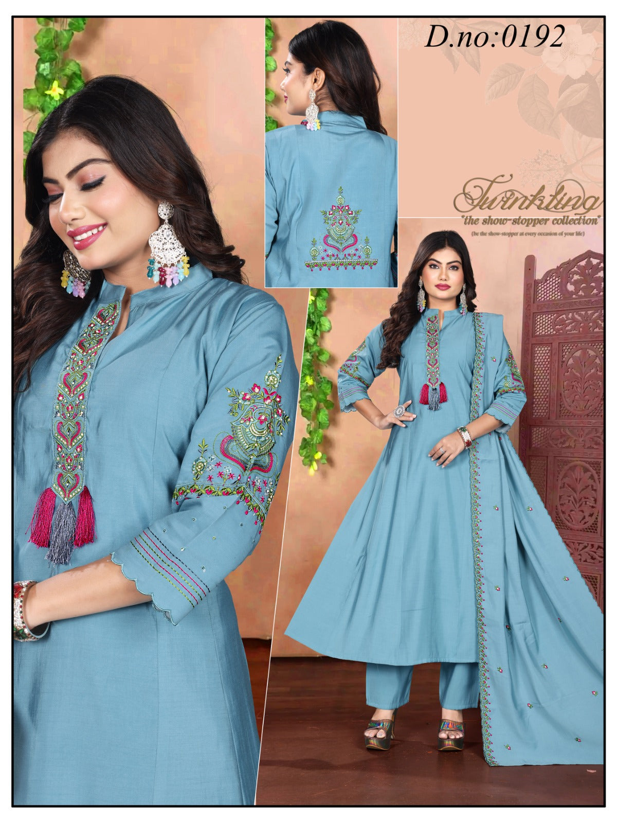 High-flair frock-style kurti 3pc {Ghera 3pc}