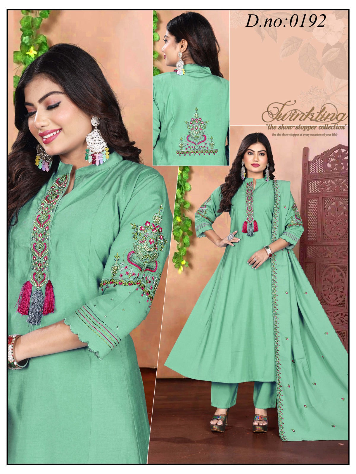 High-flair frock-style kurti 3pc {Ghera 3pc}