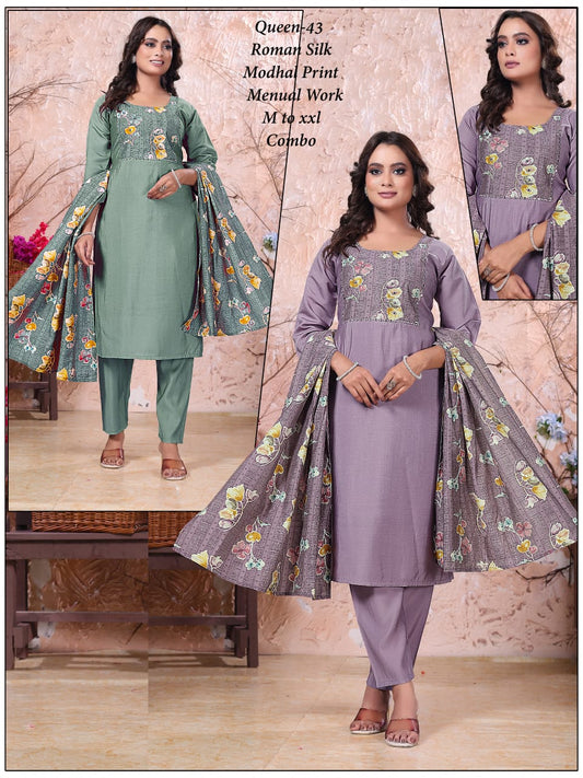 panel manual embroidery work kurti