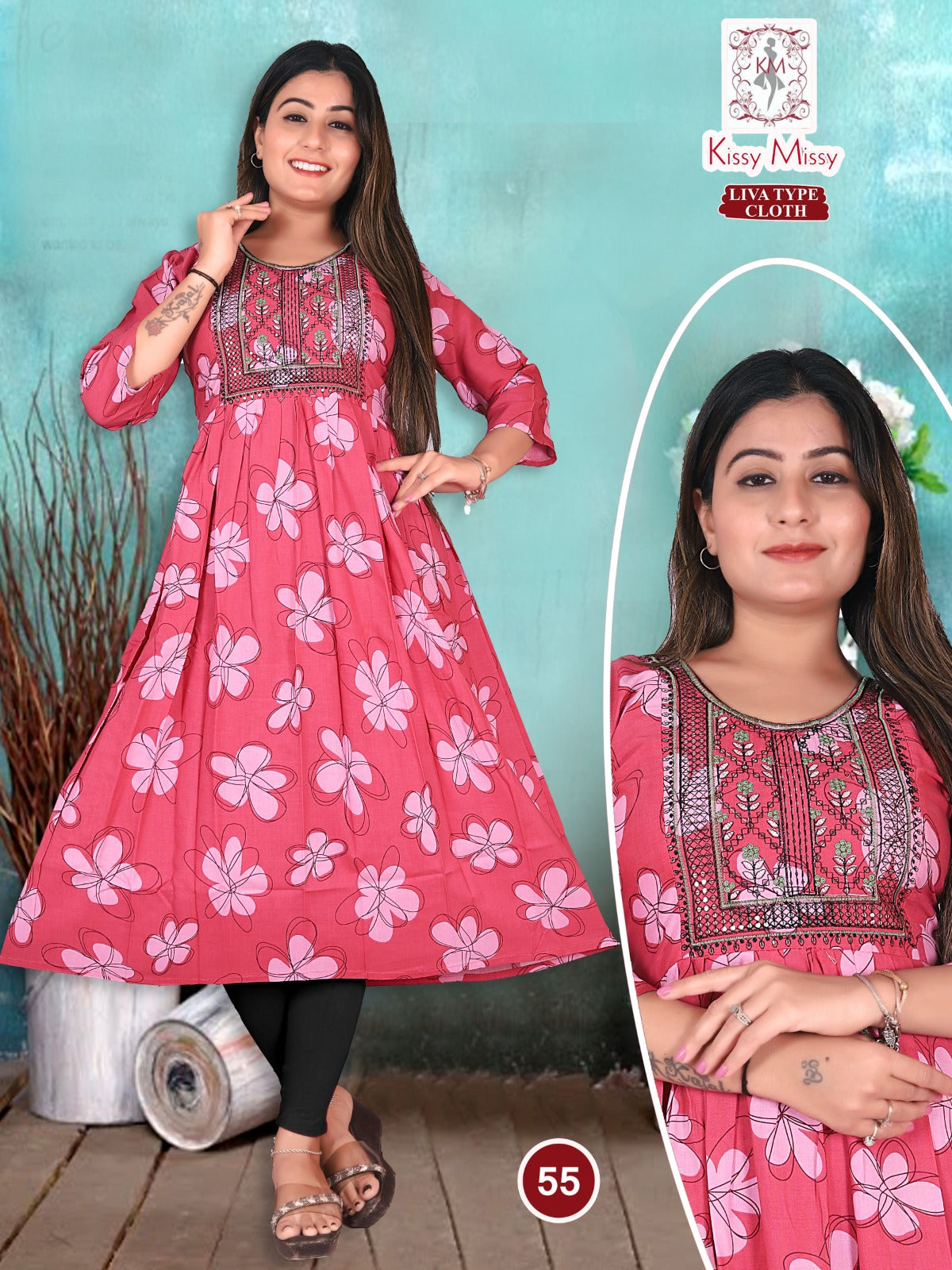Knee-length anarkali kurti