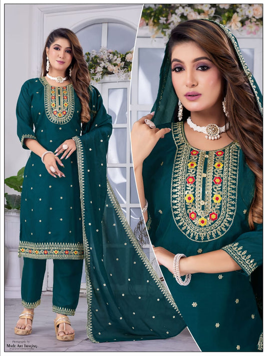 Women dupattta work Vichitra silk